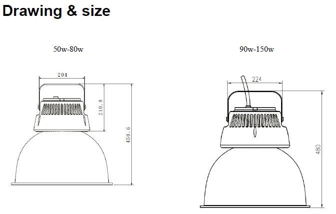 150W LED High Bay LED for Industrial/Factory/Warehouse Lighting