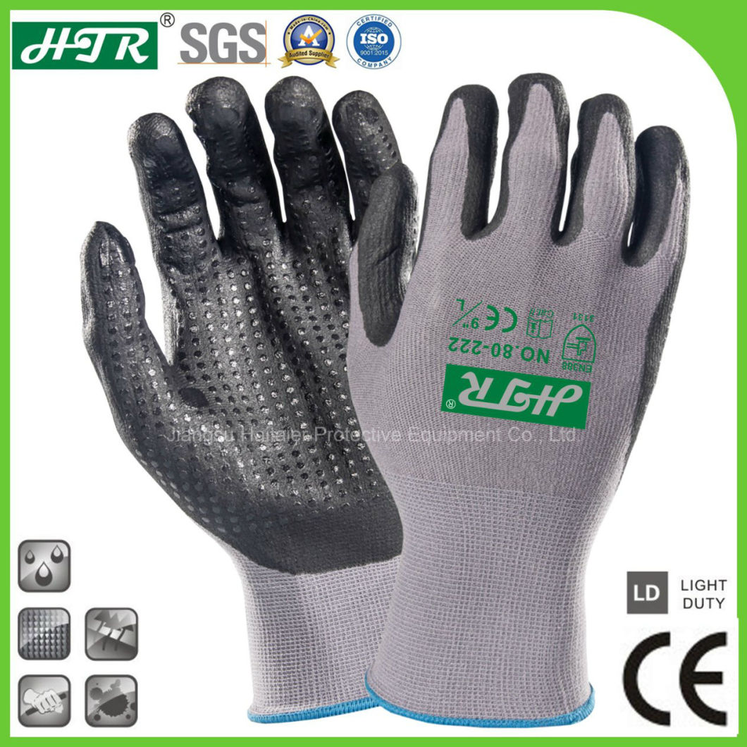 Anti-Abrasion Oil-Proof Knitted Industrial Safety Labor Work Gloves with Foam Nitrile Coating