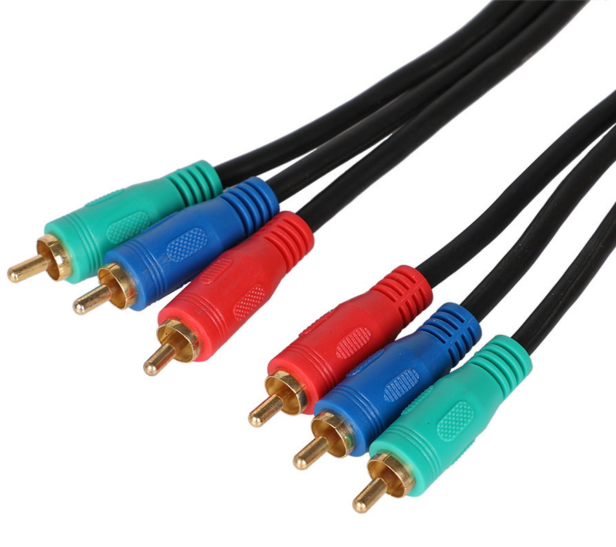 3RCA Component Cable, 3 Right-Angled/RCA Plugs to 3RCA Plugs