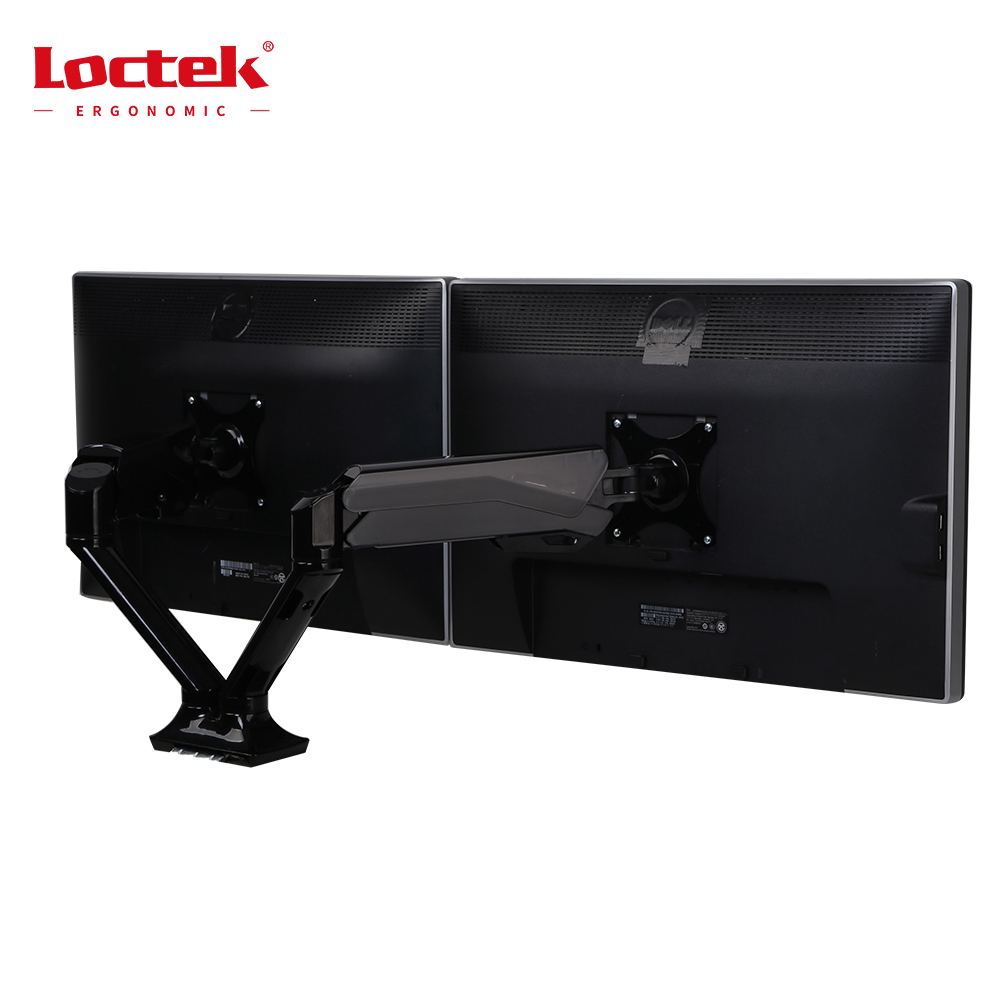 Loctek Dlb506DÂ  Monitor Arm Dual Monitor Mounts Full Motion Swivel Gas Spring for 17''-30'' LCD Computer Vesa Monitor