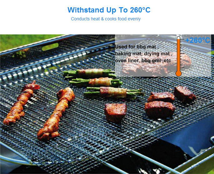 PTFE Coated Non-Stick BBQ Grill Mat PTFE Cooking Sheet