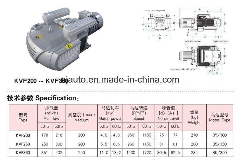 250cbm Vacuum Pump Suction Oil Free CNC Router Pump