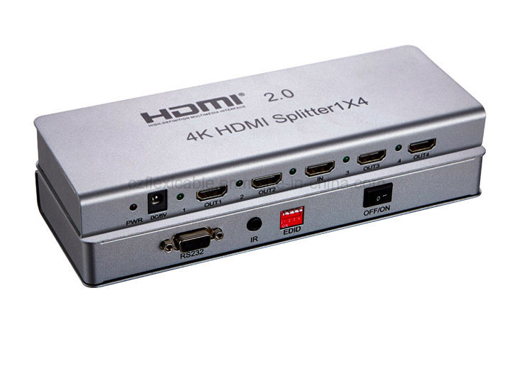 HDMI 2.0 Splitter 1X4 with Edid Management, IR Extension, Hdcp 2.2