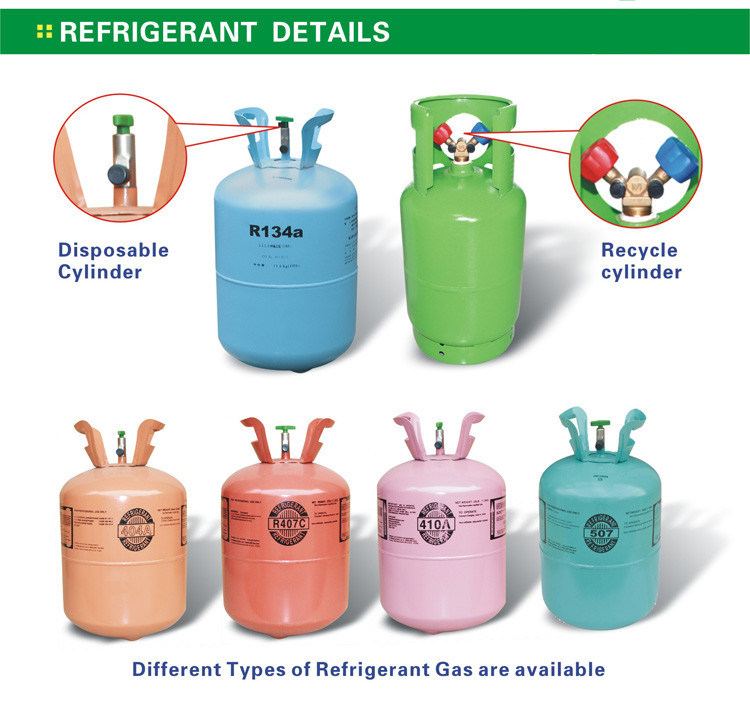 R134A Refrigerant Gas in Disposable 13.6kg Cylinder