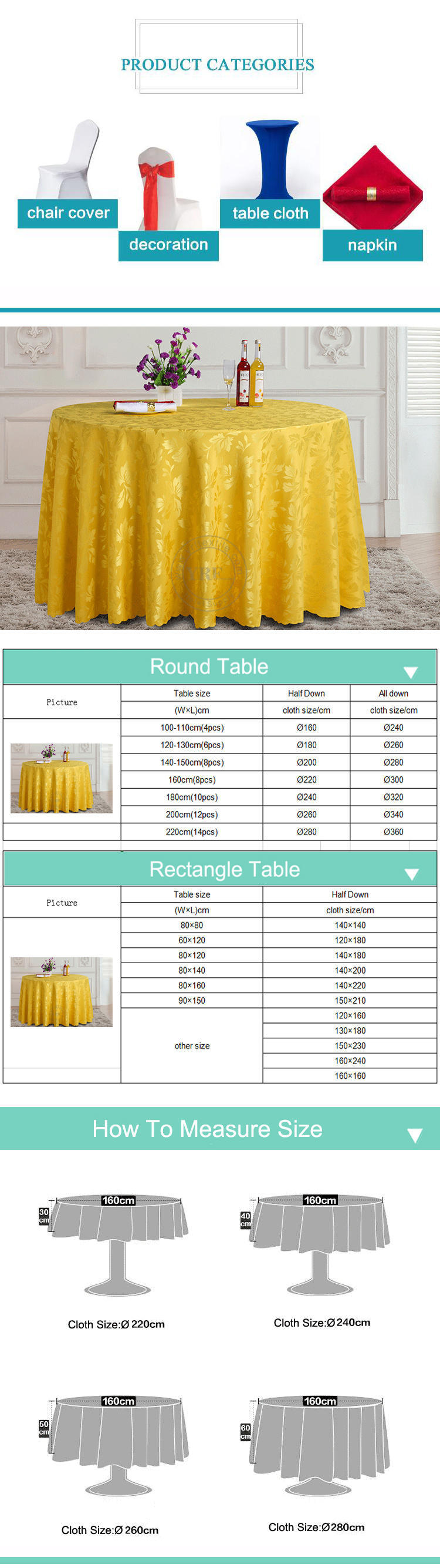 Polyester White Wedding Table Clothround Table Cloth