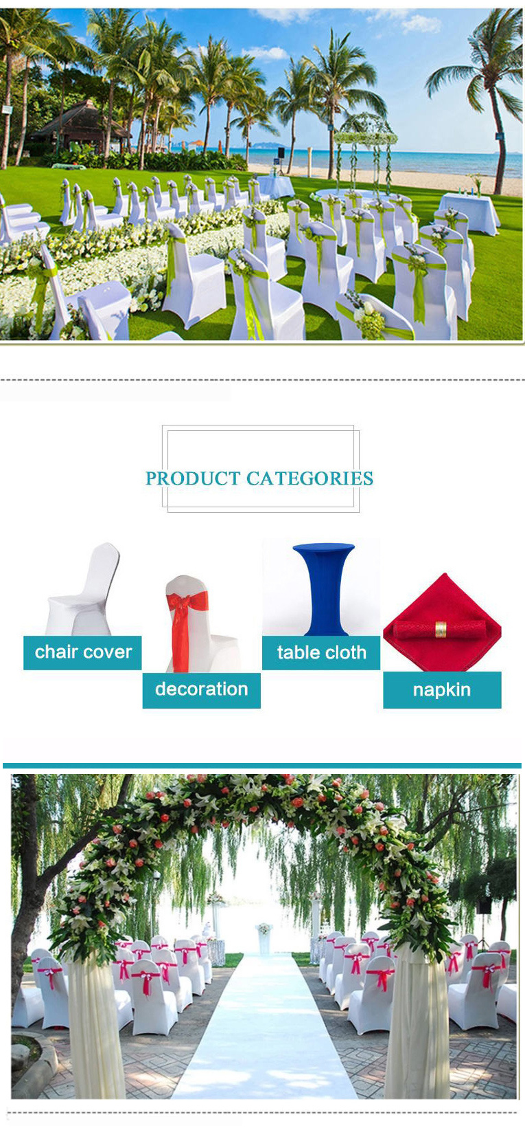 Yrf High Quality Colorful Fancy Wedding Curly Willow Chair Covers and Table Skirt Cloth