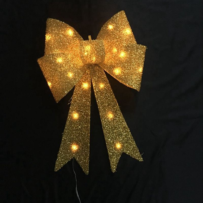 Gold Glitter LED Bow with PVC Backing