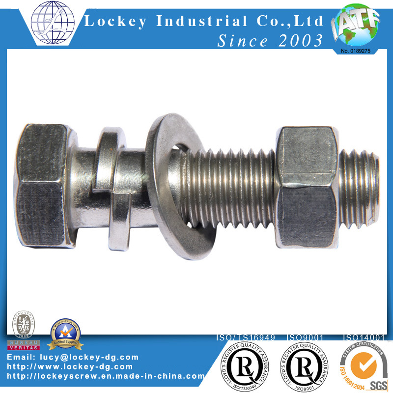 Stainless Steel Hex Bolt Hex Screw with Hex Nut and Flat Washer