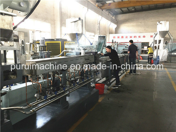 Purui Parallel Twin Screw Extruder for PC Flakes Pelletizing