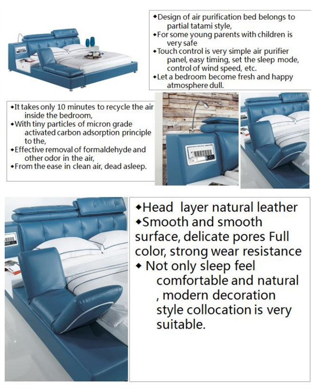 Korea Style Modern Genuine Leather Sofa Bed for Bedroom Furniture -Fb8152