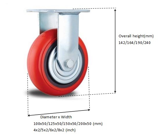 Korea Heavy Duty Rigid PU Caster Wheel