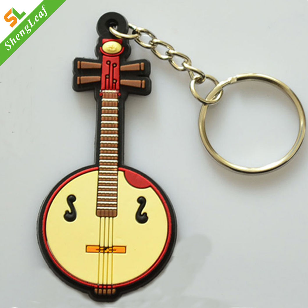 Music Tool Both Side Design Rubber Guitar Keychain