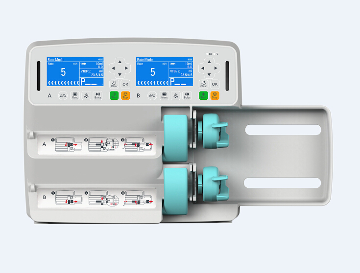 Medical Electric Syringe Pump 2 Channel with Rate Time Body Weight Mode