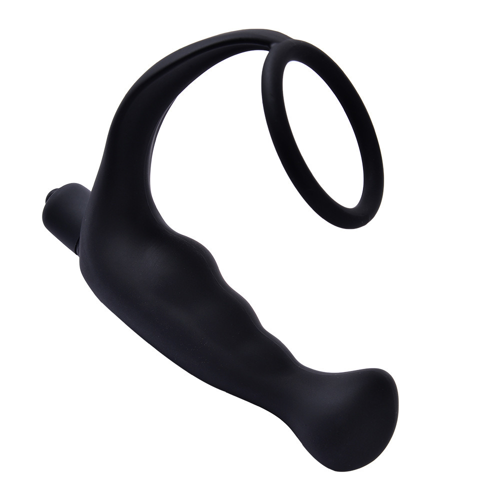 Full Silicone Vibrating Cock Ring and Butt Plug Sex Toy