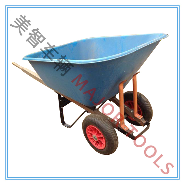 Two Wheels Big Plastic Tray Construction Wheelbarrow