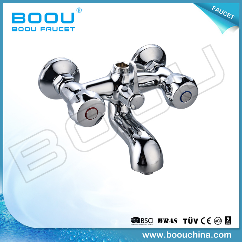 Wall Mounted Brass Boou Double Handle Bath Faucet