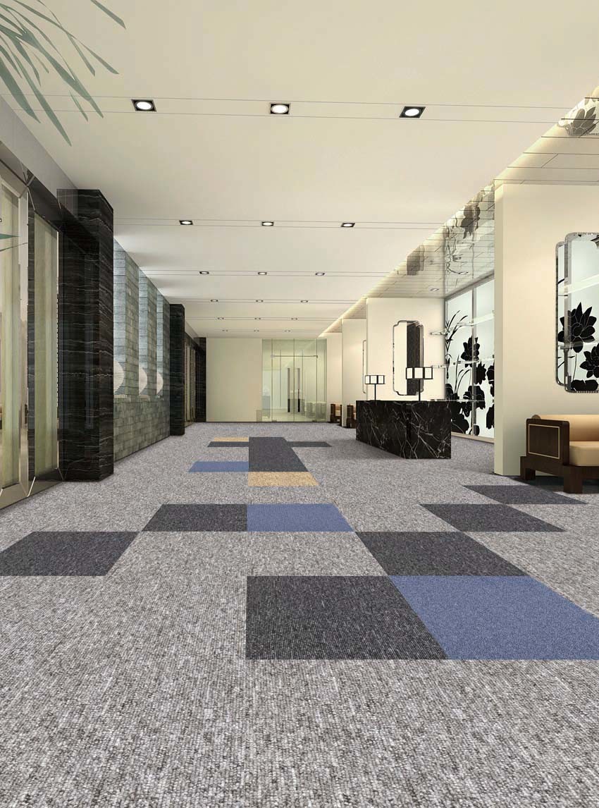 Luxury Colorful Office Tile PVC Bitumen Cushion Wall -to-Wall Carpet Mat for Commercial Use