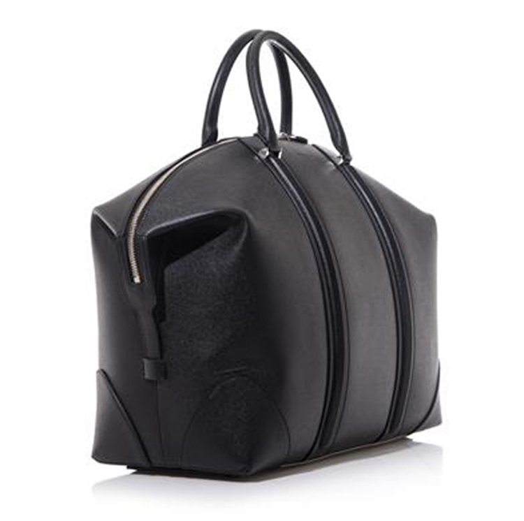 Branded Fashion Design Black Leather Bag Weekend Travel Bag