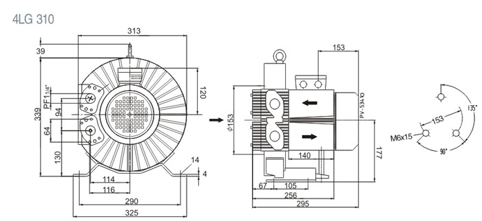 0.94kw 50Hz Diuturnal Vortex Air Agriculture Pump for Soil Remediation