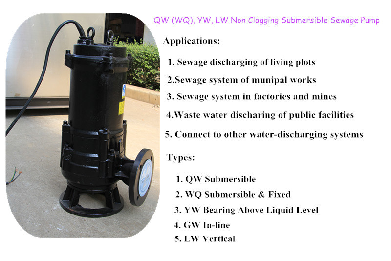 Manual Submersible Sewage and Effluent Pump 8000h Service Life