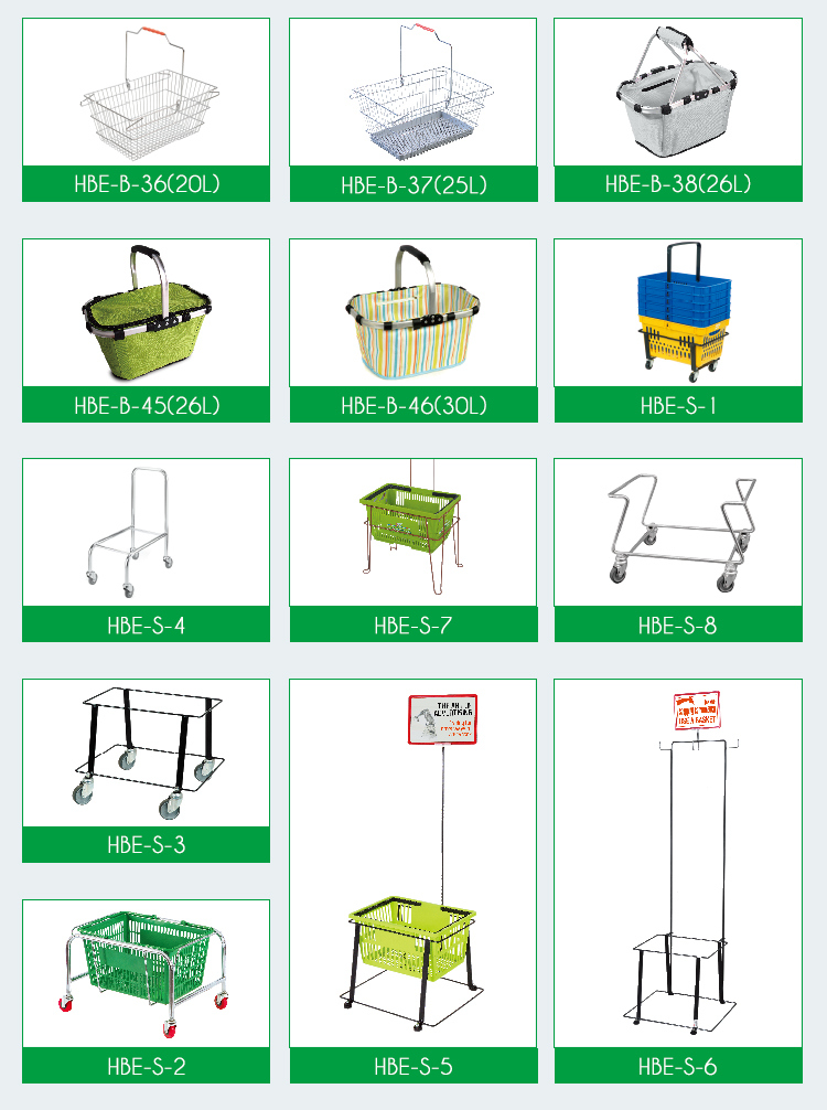 Supermarket Black Metal Shopping Baskets for Shops