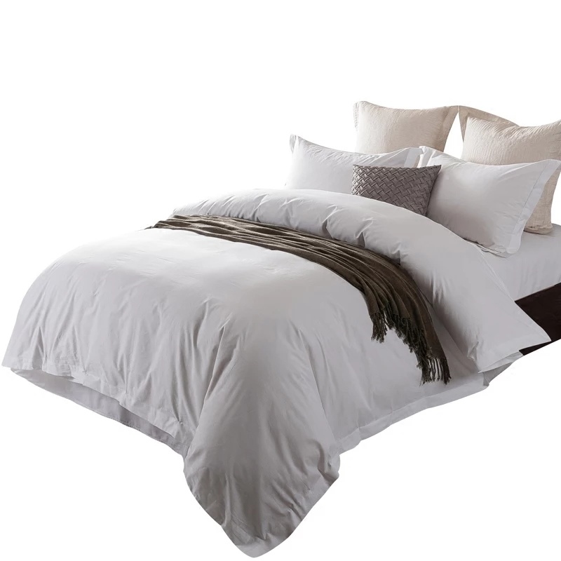 100% Cotton Satin Plain White Bedding Set for Hotel (JRC216)