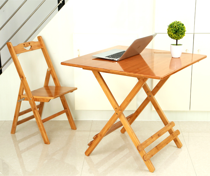 Natural Color Portable Banboo Folding Wooden Dining Table