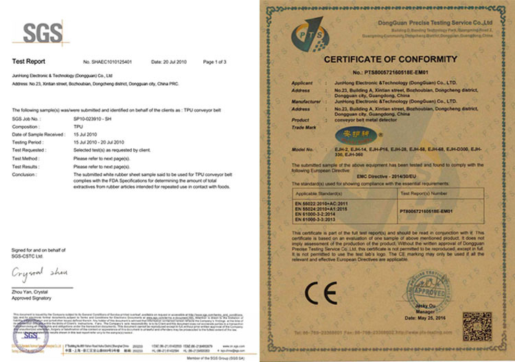 HACCP & FDA Grade Conveyor Belt Type Food Metal Detector