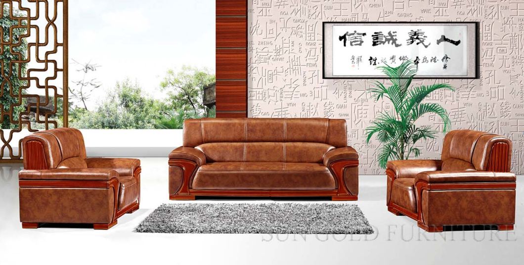 Beautiful Modern Brown Luxury Genuine Leather Reception Sofa Boss Room Sofa