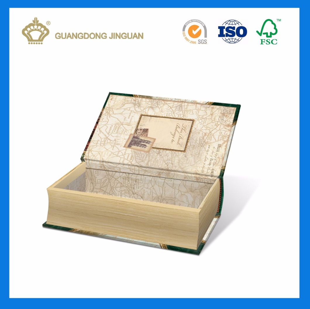 Decorative Book Shaped Empty Paper Box with Custom Design (Magnetic Closing)