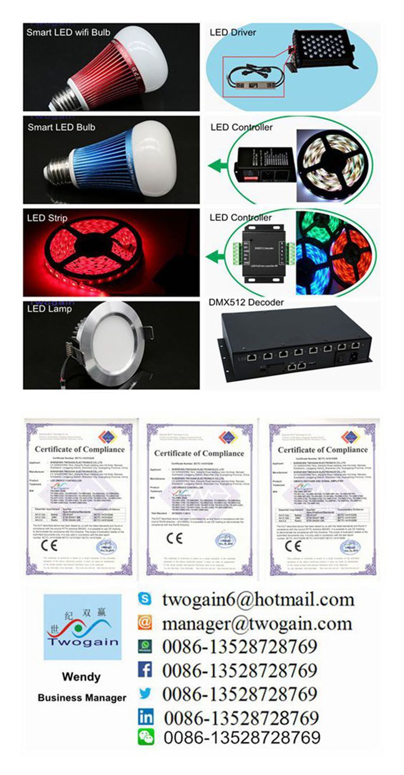 Twogain LED Lighting Bulb Strip Ceiling etc RGB Wrieless Remote LED Constant Voltage Power Supply Controller