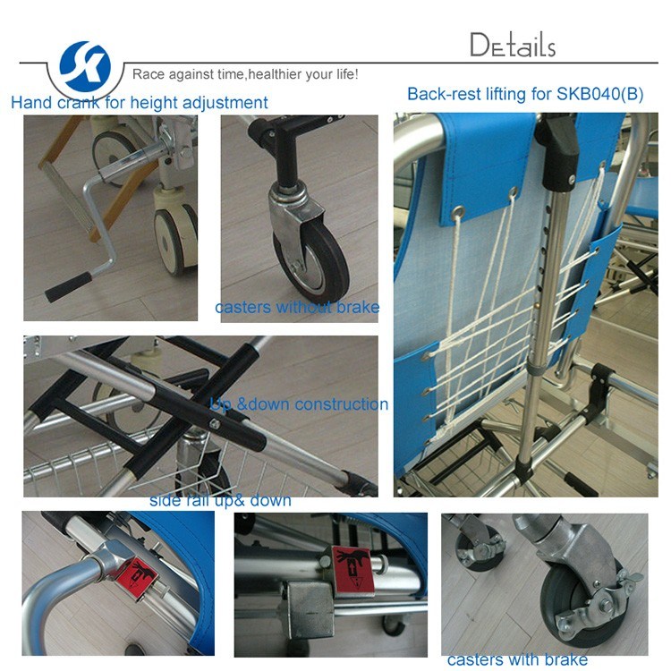 Stainless Steel Patient Stretcher Trolley for First Aid