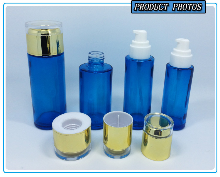 Cosmetics Packaging Glass Pump Lotion Bottle and Glass Cosmetic Jars