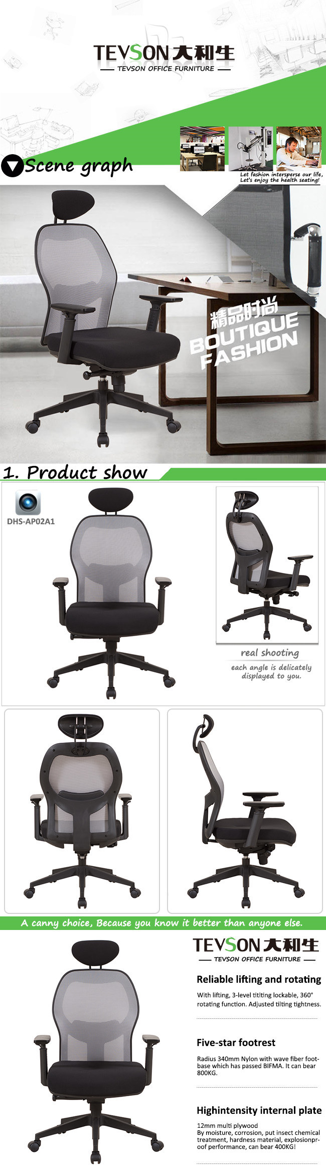 <Office Furniture> Staff Chair, Ergonomic Swivel Mesh Office Chair