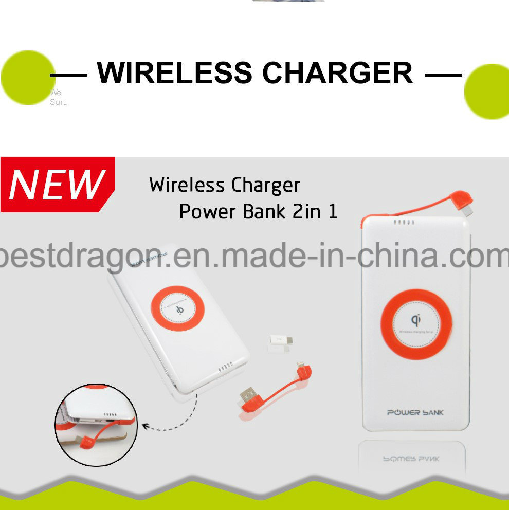 10000mAh Mobile Wireless Charging Power Bank Receiver for iPhone and Android