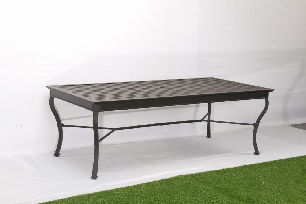 Outdoor Rectangular Dining Table Cast Aluminum Furniture