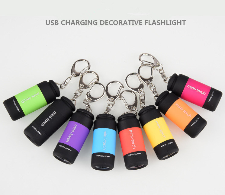 USB Rechargeable Flashlight with Keychain Mini LED Micro LED Torch Light