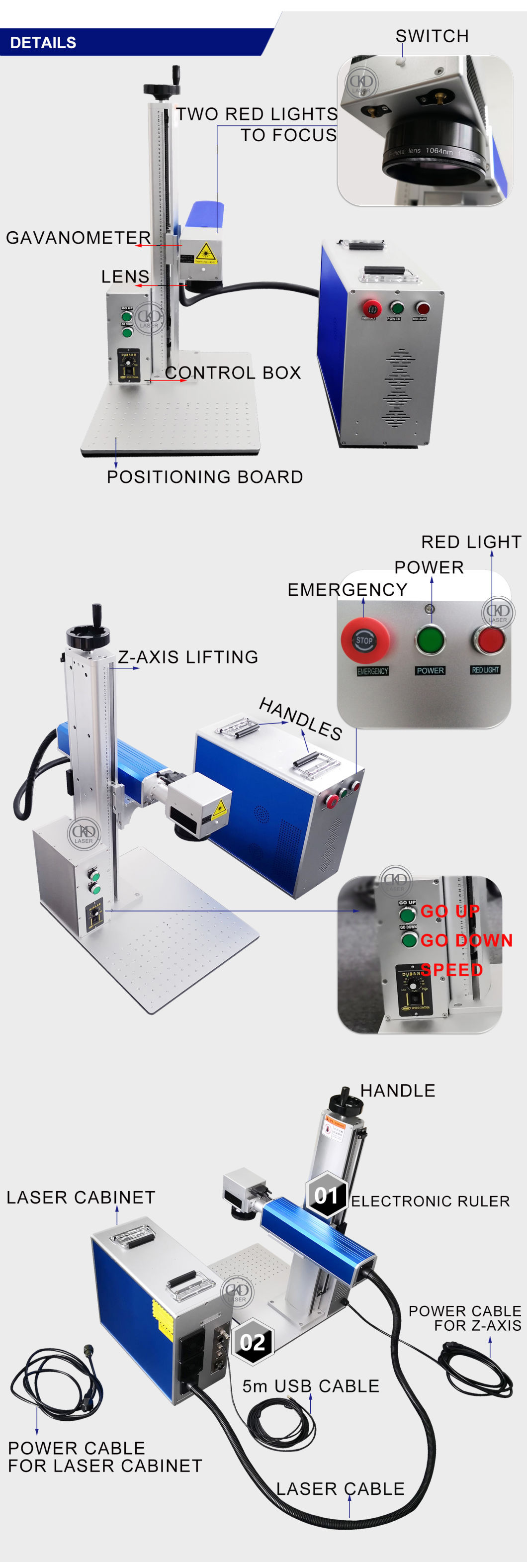 Motorized Portable Fiber Laser Marking Machine for Metal