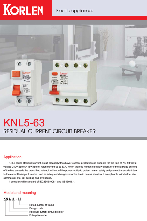High Quality Residual Current Circuit Breaker Knl5-63 (ID)
