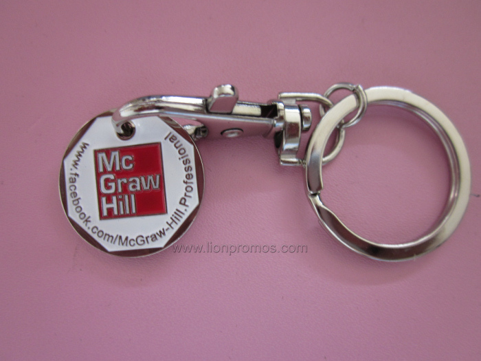 Metal Keychain with Supermarket Shopping Cart Token
