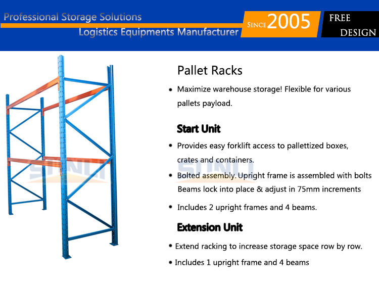 Q235B Steel Heavy Duty Pallet Storage Warehouse Racking