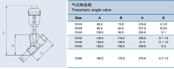 Sanitary Stainless Steel Pneumatic Angle Seat Valve