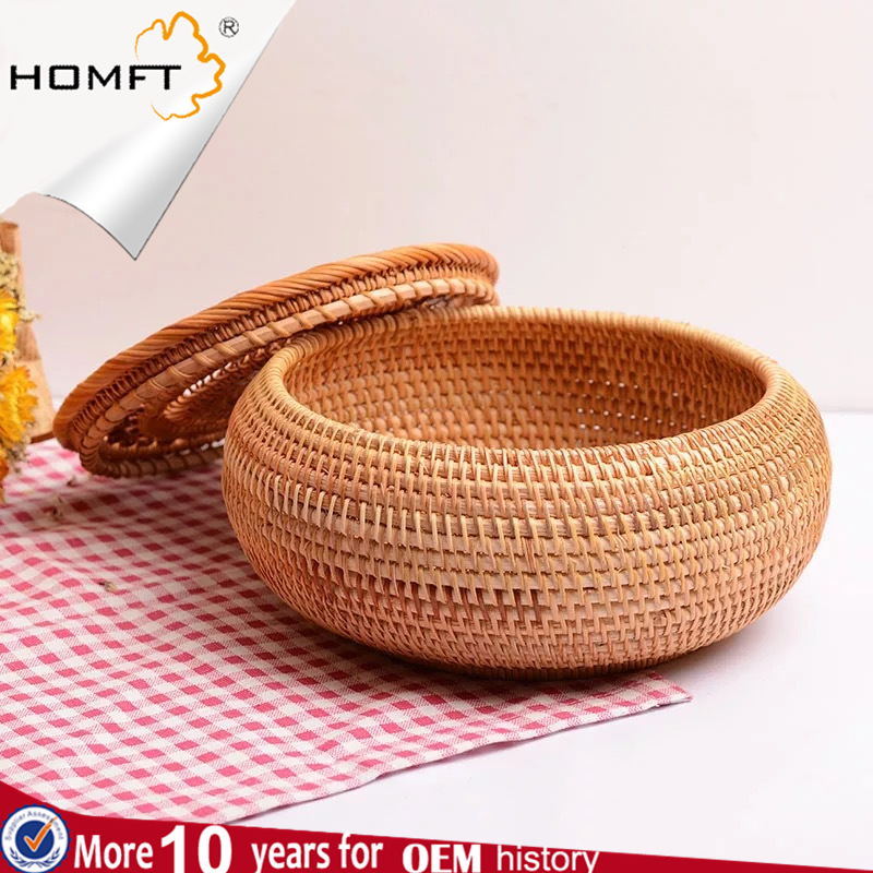 Handmade Rattan Woven Storage Hand Fruit Basket Storage Box