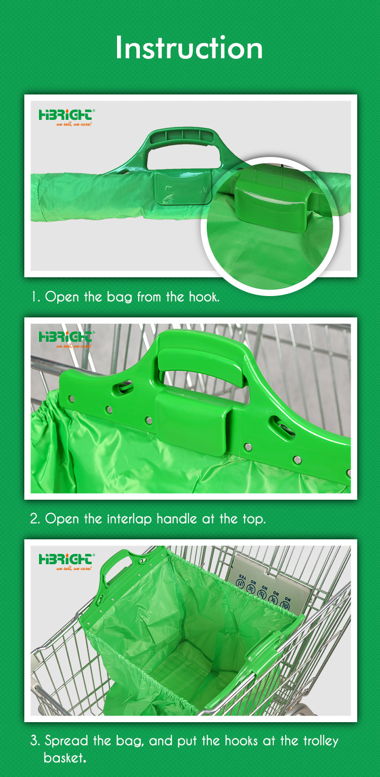 Customized Reusable Foldable Supermarket Warterproof Trolley Shopping Bag