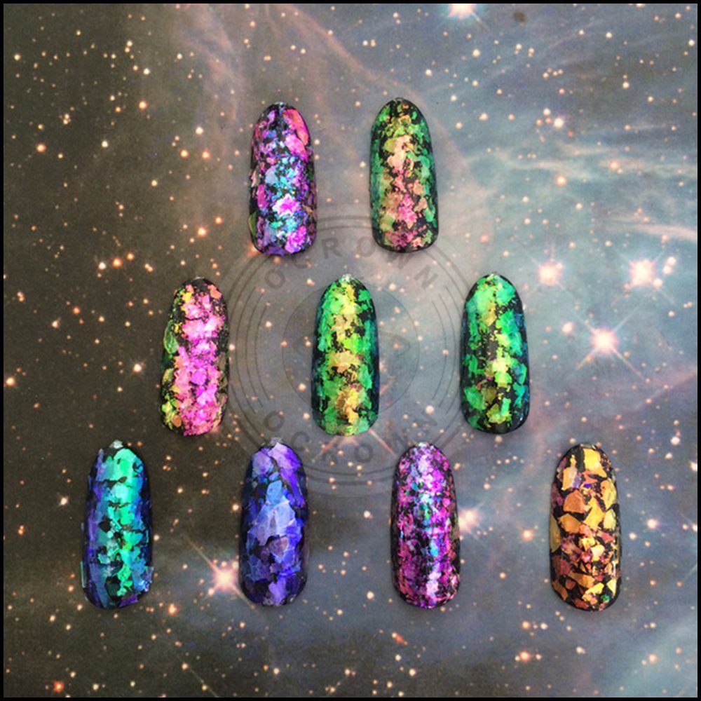 Ocrown Nail Art Decoration Paillette Glitter Sequins Iridescent Chameleon Flakes