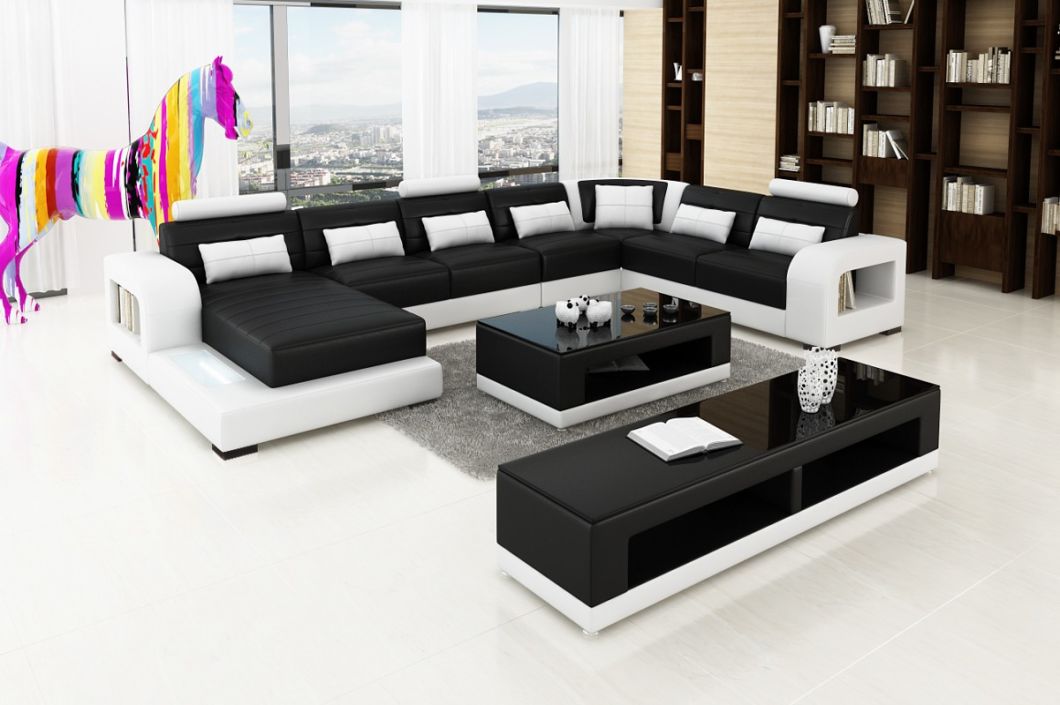 Home Furniture U Shape Leather Corner Sofa