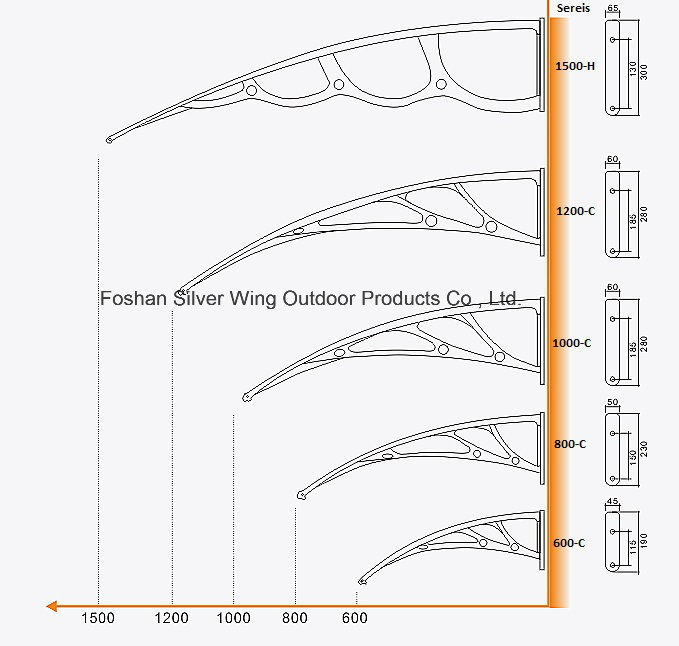 Plastic Light Canopy Fittings for Entrance Door Sun Awnings (YY-C)