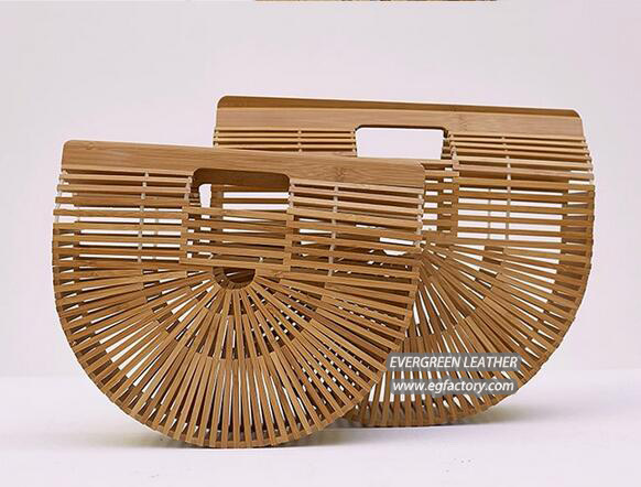 New Arrival Half Round Shape Basket Bag Bamboo Beach Tote Bag Made in Guangzhou Factory China T112