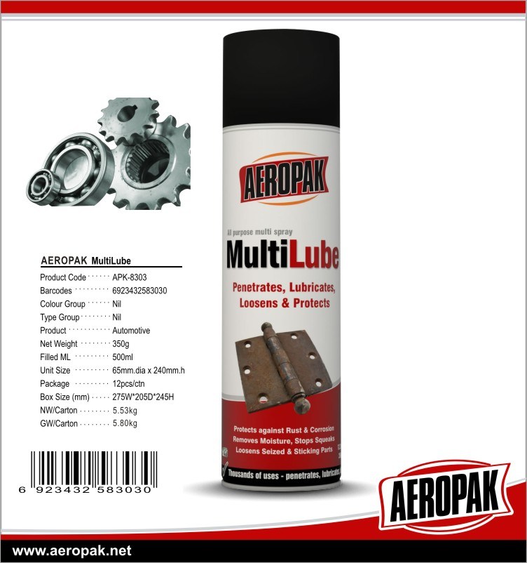 Aeropak Car Care Products Anti Rust Lubricants Multilube