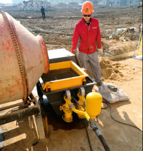 Two Piston Mortar Shotcrete Pumps Spraying Pump High Pressure Output